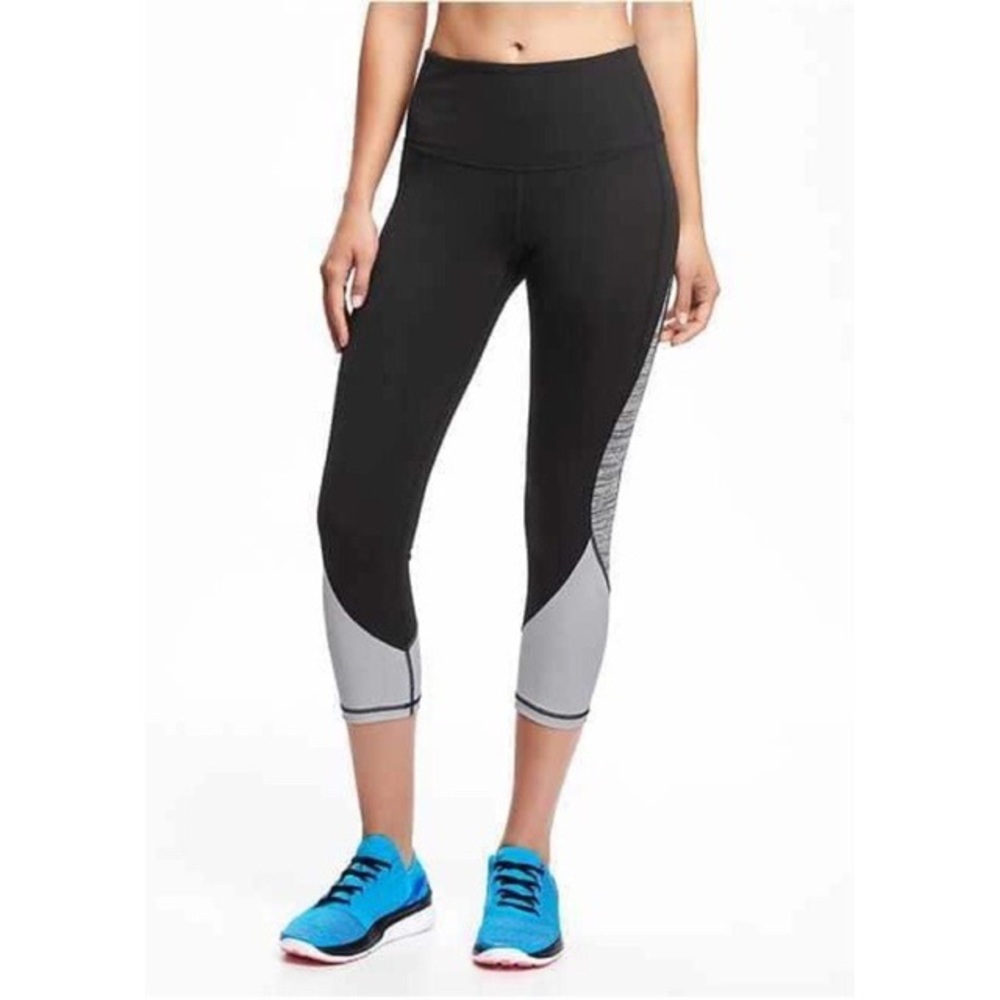 OLD NAVY ACTIVE Back/Gray Mesh-Panel Leggings